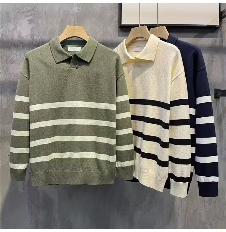 Herren Modisches Strickoberteil mit Streifen Drune