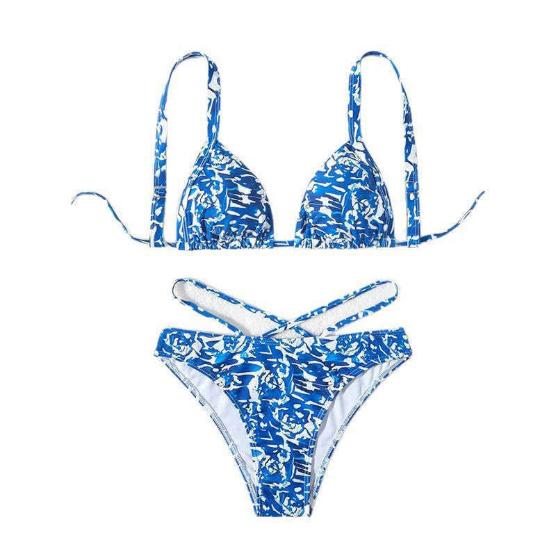 Damen Triangel-Bikini mit verstellbaren Trägern und stylischem Farbmustermix Drune