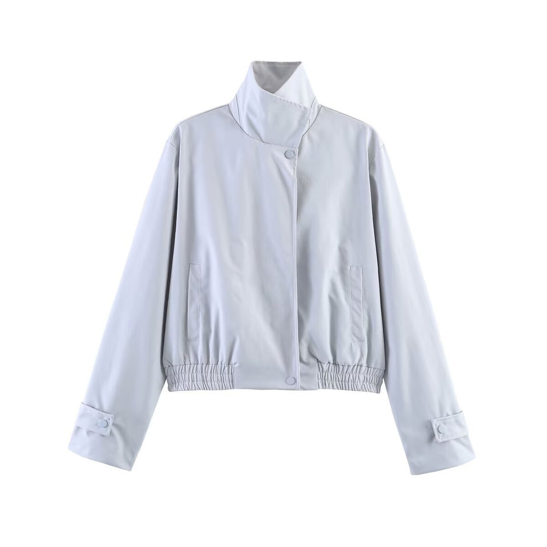 Damen Kurze wasserabweisende Blousonjacke mit hohem Stehkragen und Taillenbündchen Drune
