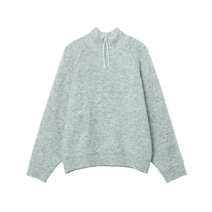 Herren Bequemer Grobstrickpullover mit halbem Reißverschluss Drune