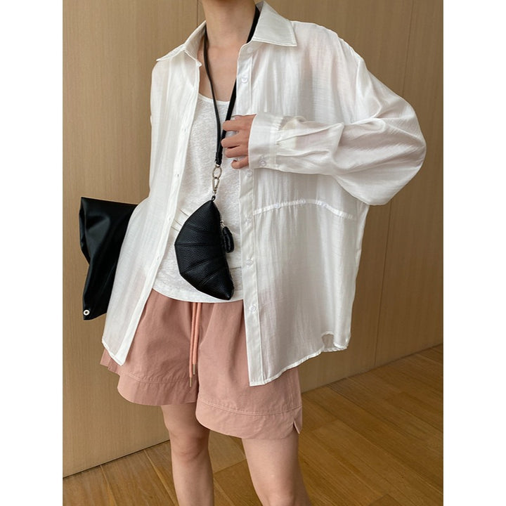 Damen lässige Hemdbluse aus leichtem Stoff mit strukturiertem Design Drune