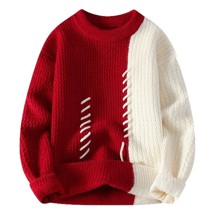 Unisex nan strukturierter Oversize-Strickpullover mit Zopfmuster und dekorativer Steppnaht Drune