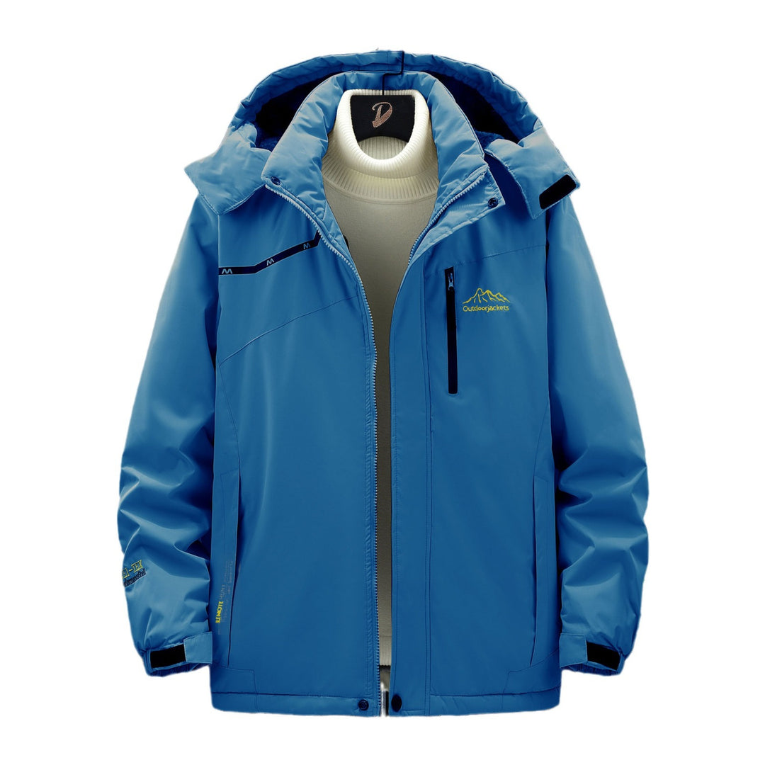Herren wasserdichter isolierter Outdoorparka mit abnehmbarer Kapuze, Thermofutter und verdeckten Reißverschlusstaschen Drune