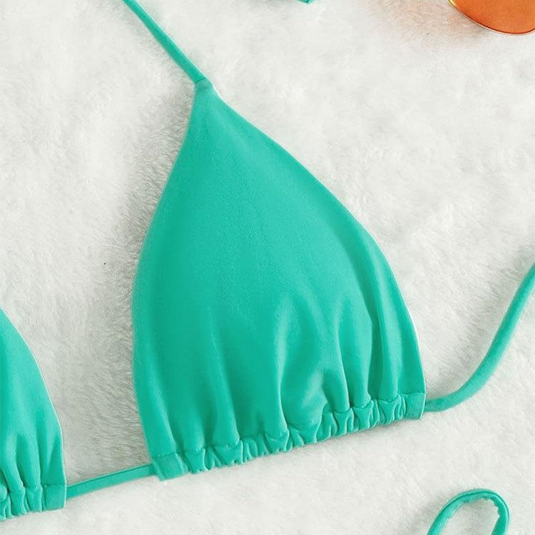Damen Triangel-Bikini mit verstellbaren Schnürdetails und elastischem Bund Drune