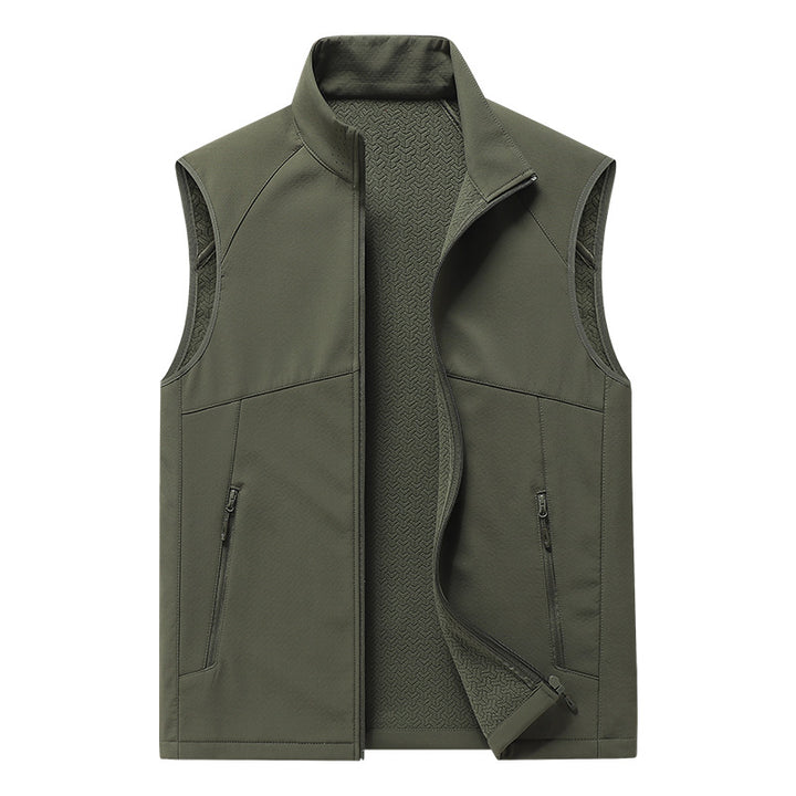 Herren Softshell-Weste mit Stehkragen, winddichter Performance-Softshell und strukturierter Innenseite Drune