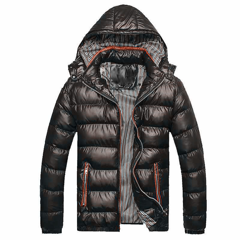 Herren Leichtgewichtige Steppjacke mit Kapuze, Thermoisolierung und gestreiftem Futter Drune