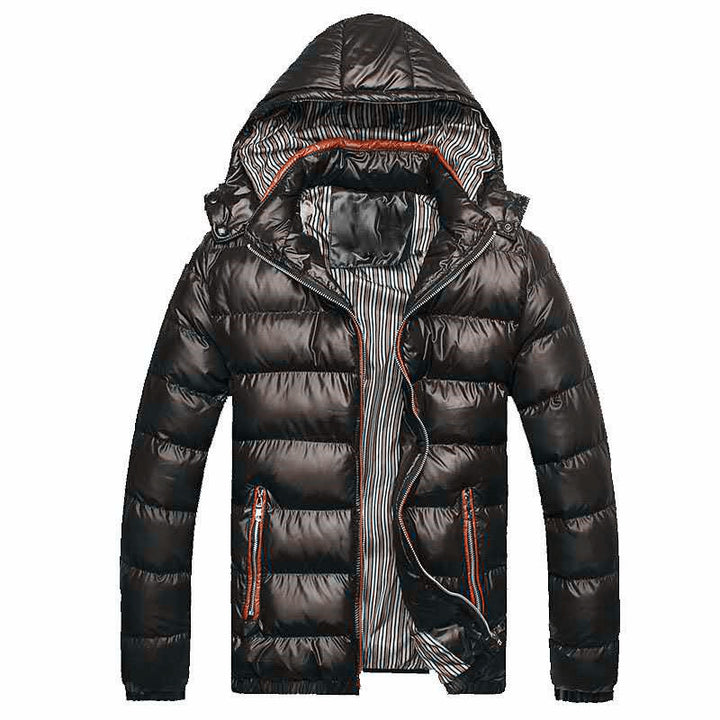 Herren Leichtgewichtige Steppjacke mit Kapuze, Thermoisolierung und gestreiftem Futter Drune