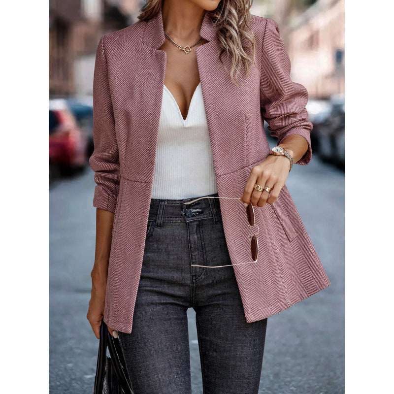 Damen modischer gesteppter Blazer mit lässigem Schnitt und eleganter Kragenform Drune