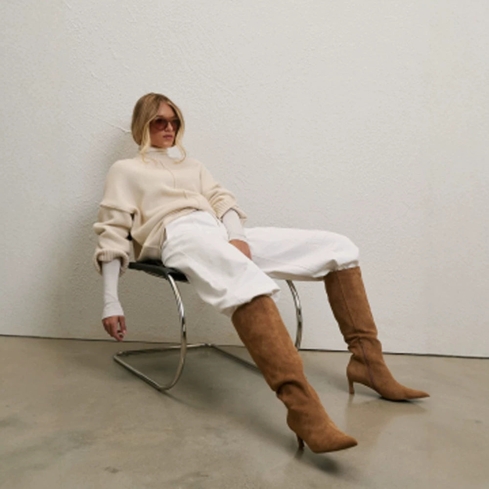 Damen Oversized Rollkragenpullover mit verdeckter Mittelnaht Drune