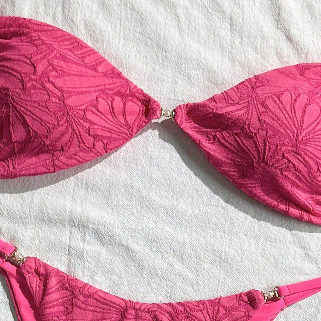 Damen Triangel-Bikini mit floralem Muster und verstellbaren Trägern Drune