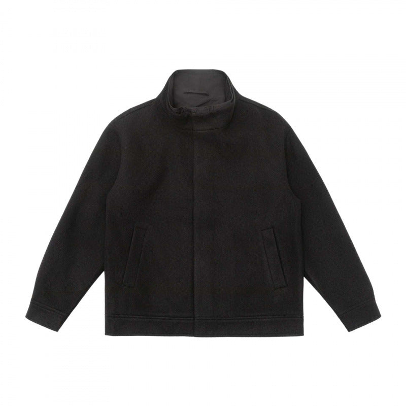 Herren Kurz geschnittene Wollmix‑Blousonjacke mit Stehkragen, verdeckter Knopfleiste und schlichter Silhouette Drune