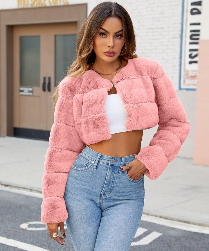Damen Kuschelige Shortjacke mit gestepptem Design Drune