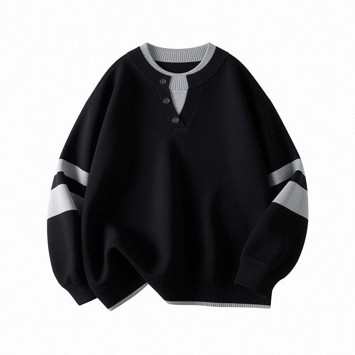 Damen Sportlicher Oversize-Pullover mit Knopfleiste Drune
