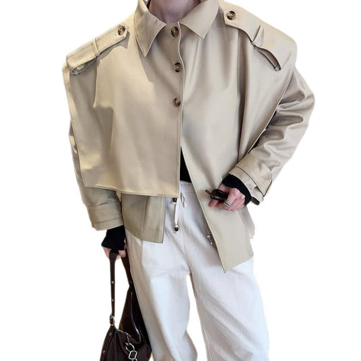 Damen Kurz geschnittene Oversize-Schulterjacke mit Epauletten Drune