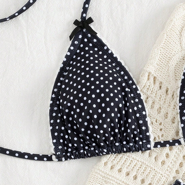 Damen Triangel-Bikini-Set mit verspielten Punkten Drune