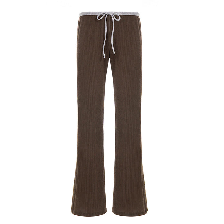 Damen Flared-Loungehose mit elastischem Bund und Bindebändern Drune