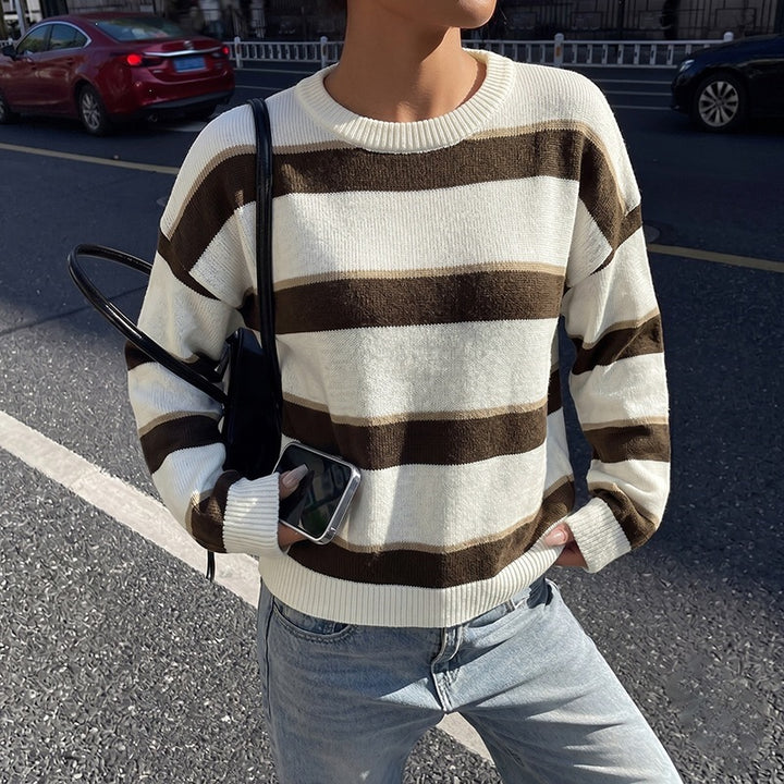 Damen Gemusterter Strickpullover Drune