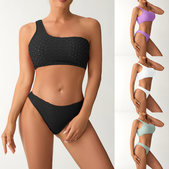 Damen Einseitiger Bandeau-Bikini mit strukturierter Oberfläche Drune