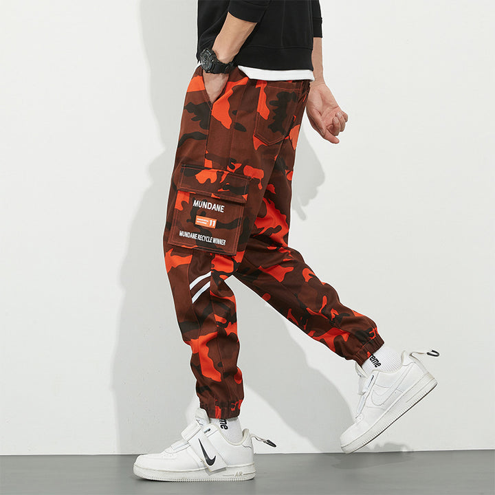 Herren Urbanes Camouflage-Jogger mit Utility-Taschen und elastischem Knöchelsaum Drune