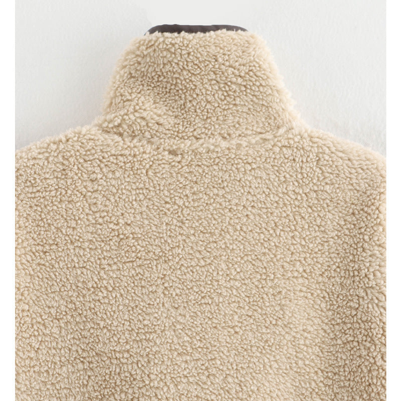 Damen weich gepolsterte Fleecejacke mit hohem Kragen und Knopfverschluss Drune