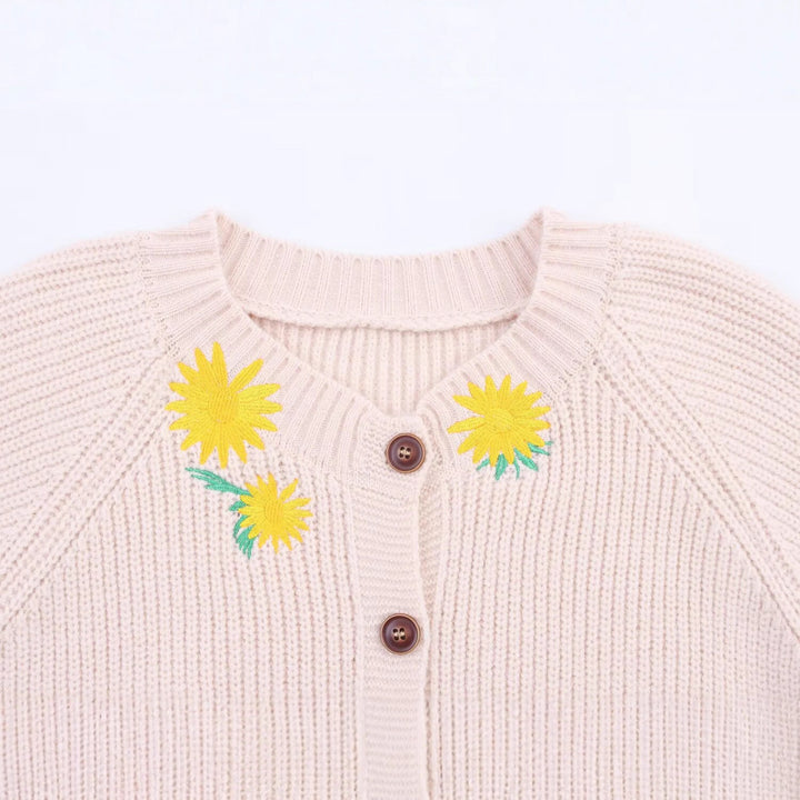 Damen gemütlicher Strickcardigan mit floralem Stickdesign Drune
