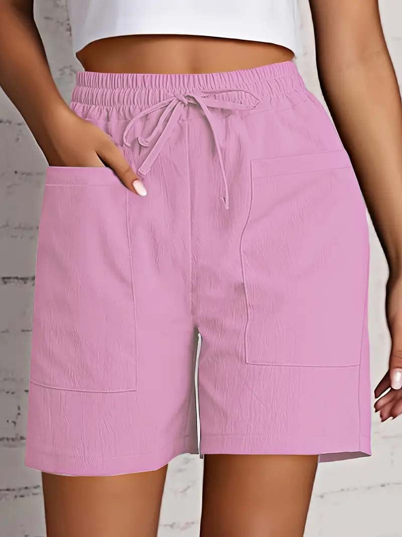 Damen entspannte Shorts mit breitem Gummibund und praktischen Taschen Drune