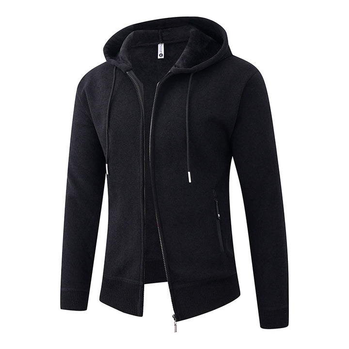 Herren Kapuzen-Fleecejacke mit durchgehendem Reißverschluss und gerippten Bündchen Drune