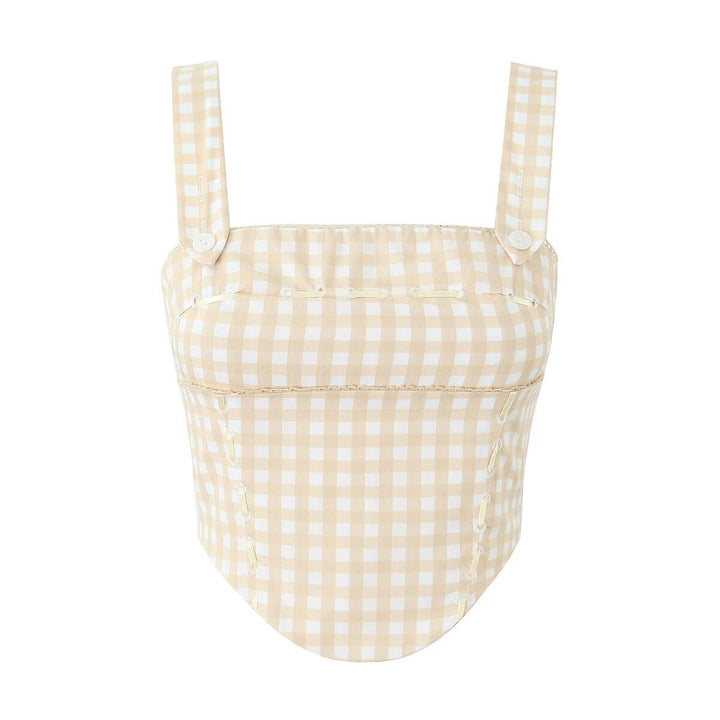 Damen Karo Bustier mit verstellbaren Trägern und raffiniertem Design Drune