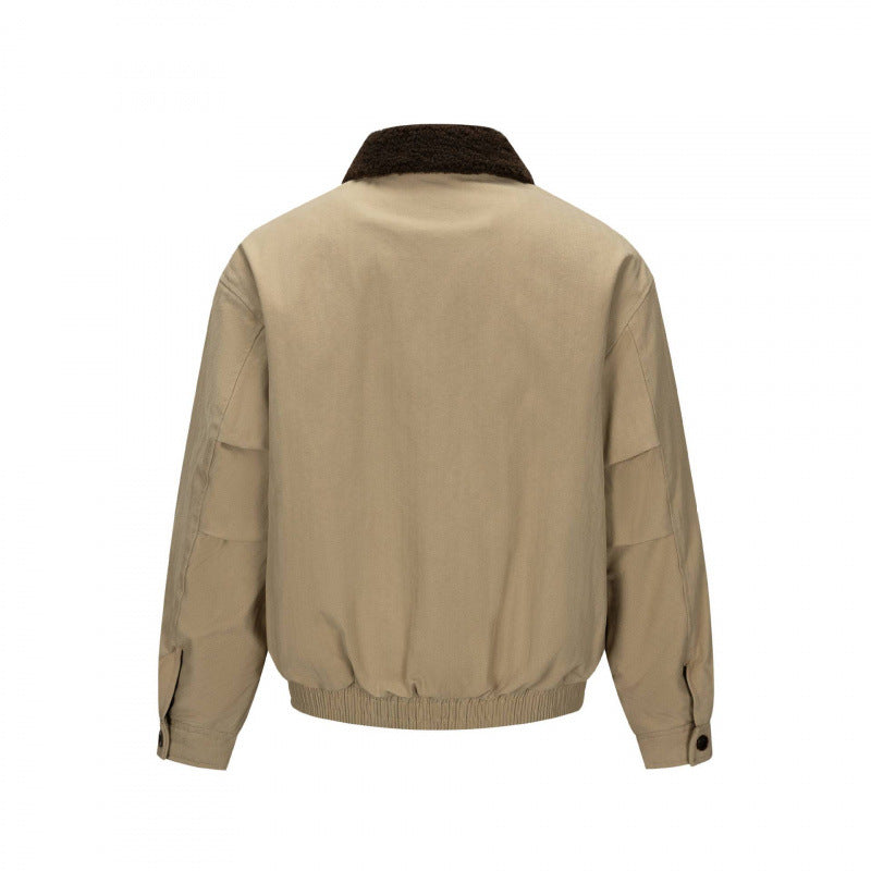Herren Kurz geschnittene Blouson-Jacke im Field-Stil mit Teddykragen und Pattentaschen Drune