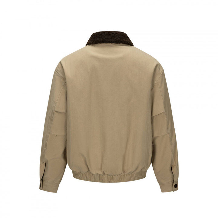 Herren Kurz geschnittene Blouson-Jacke im Field-Stil mit Teddykragen und Pattentaschen Drune