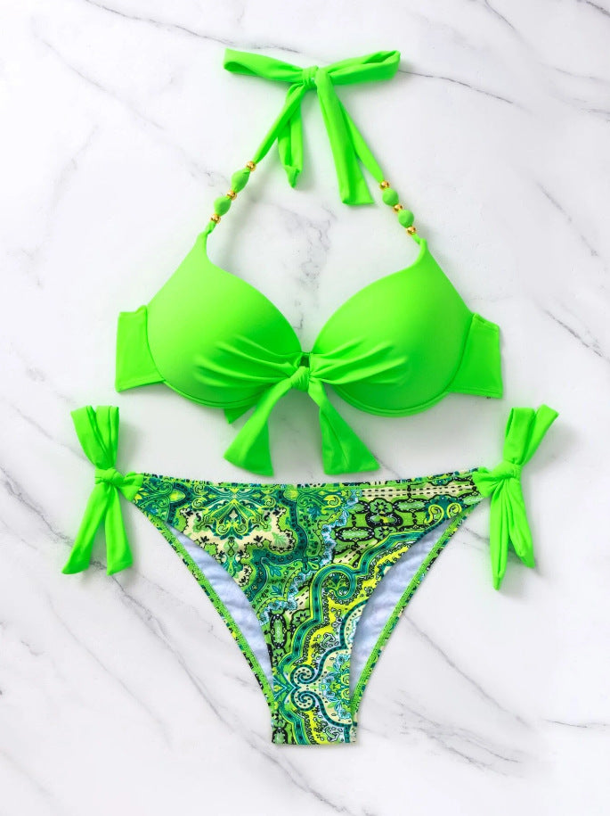 Damen Bikini-Set mit modischem Knoten und bunten Akzenten Drune