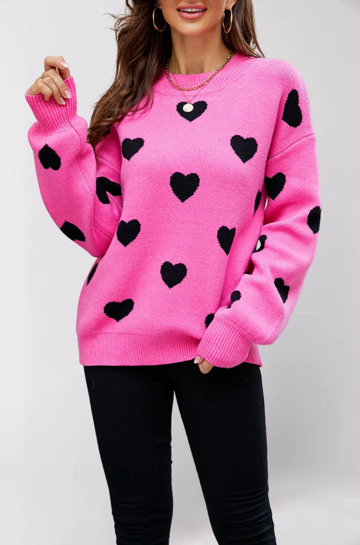 Damen Strickpullover mit Herzmuster und lässigem Schnitt Drune