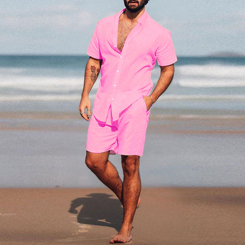 Herren lässiges Kurzarmhemd und Shorts Set Drune