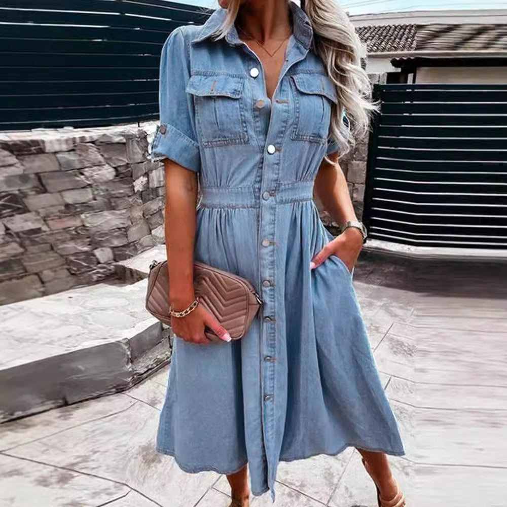 Damen Jeanshemdkleid mit praktischen Taschen und eleganter Taillierung Drune