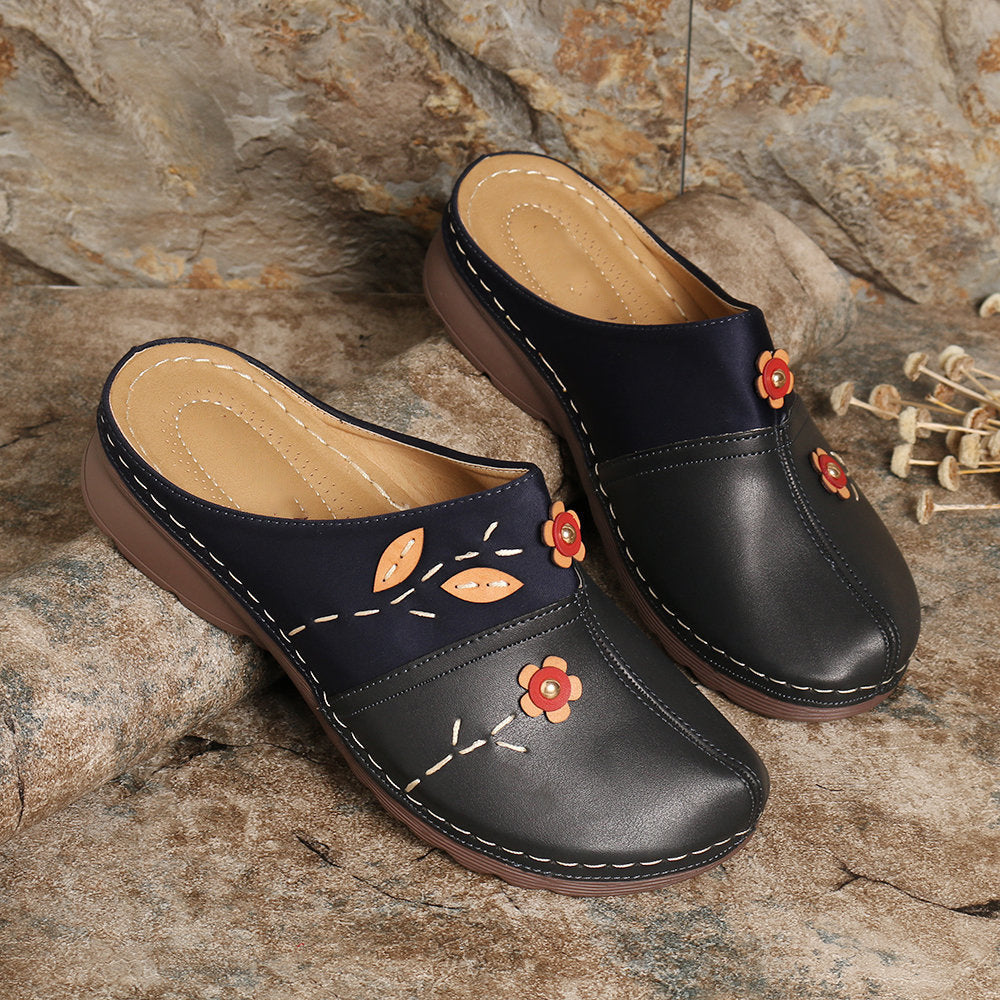 Damen Bequeme Clogs mit floralem Design und ergonomischem Fußbett Drune