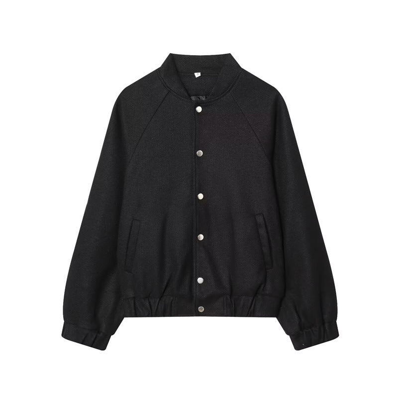 Damen Cropped Blousonjacke im Bomberstil mit Stehkragen, Druckknopfleiste und taillierendem Gummizug Drune