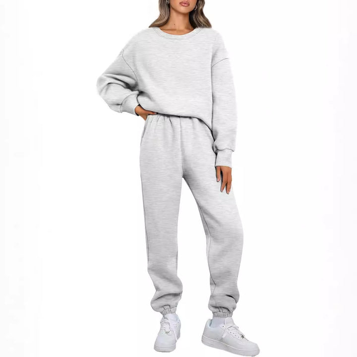 Damen nan Relaxed-Loungewear-Set mit Oversize Rundhals-Sweatshirt und taillierter High-Waist Jogginghose aus French Terry Drune