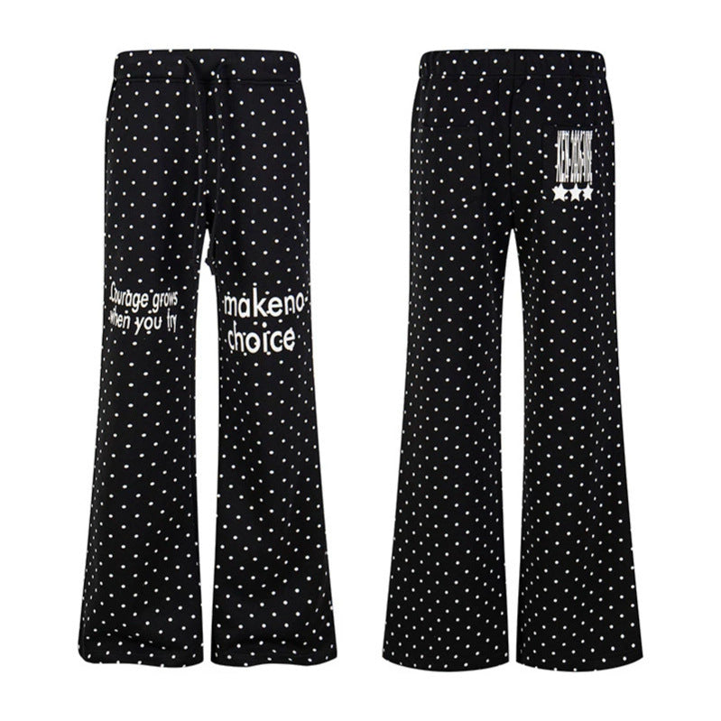 Damen Weite Lounge-Hose mit Kordelzug, ausgestelltem Bein und Statement-Print Drune