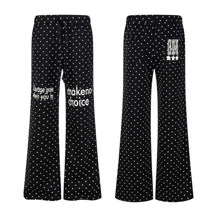 Damen Weite Lounge-Hose mit Kordelzug, ausgestelltem Bein und Statement-Print Drune