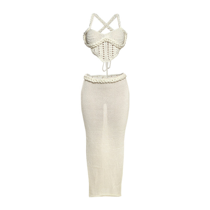 Damen Strickoberteil und Maxi-Rock Set Drune