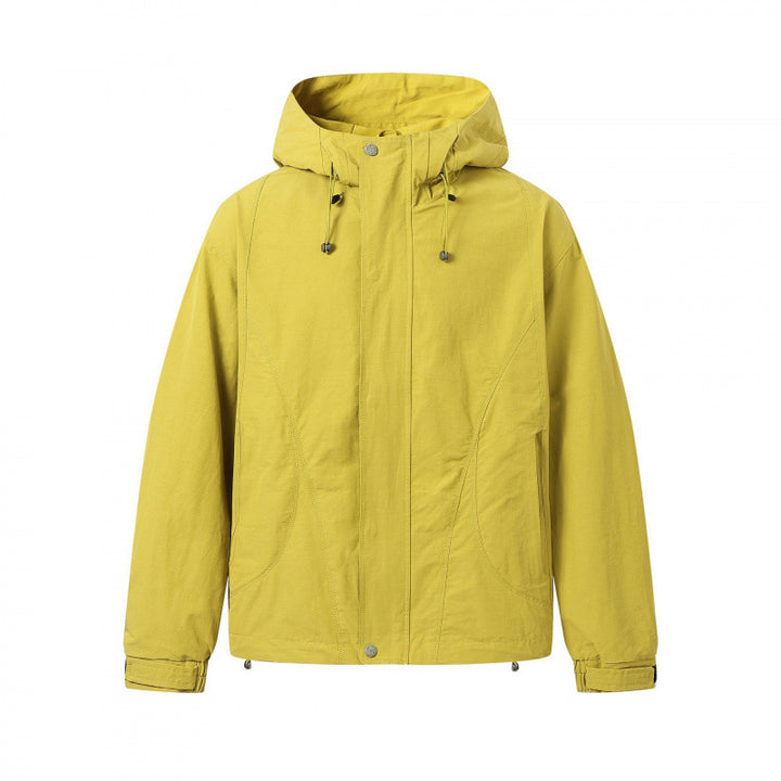 Unisex Kurz geschnittene Kapuzenjacke im technischen Outdoor‑Style mit Kordelzug, verdeckter Frontleiste und verstellbaren Bündchen Drune