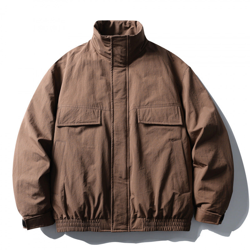 Herren Boxy-Fieldjacke mit hohem Stehkragen, wattierter Innenlage und aufgesetzten Pattentaschen Drune