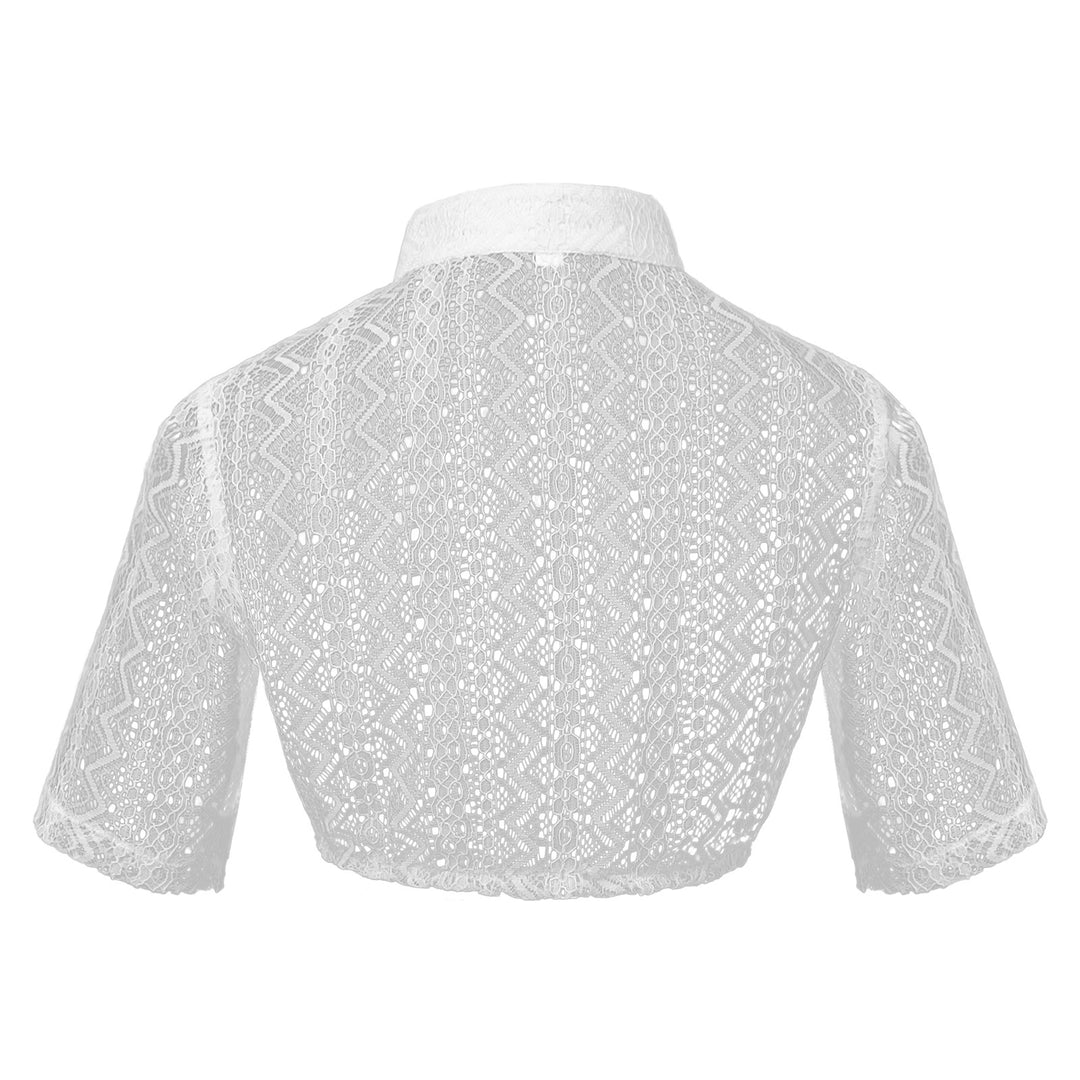 Damen nan zarter Spitzenbolero mit Stehkragen und kurzem Taillenschnitt Drune