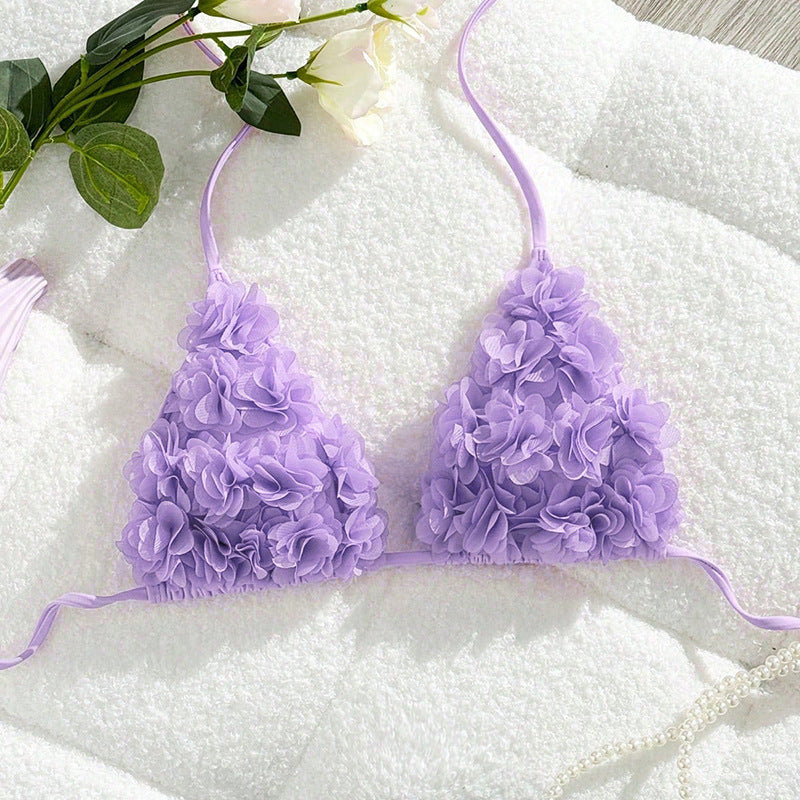 Damen Bikini-Oberteil mit floralen 3D-Applikationen Drune