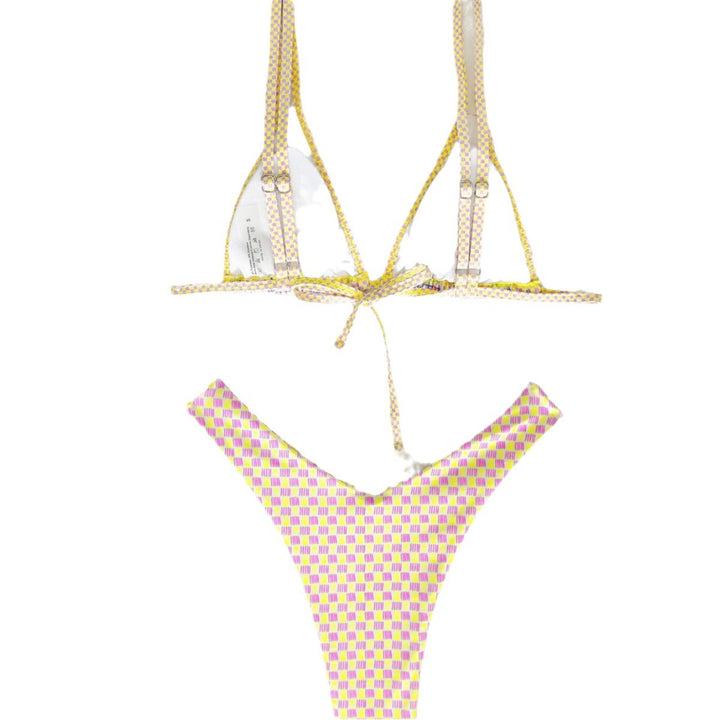 Damen Triangel-Bikini mit buntem Patchwork-Muster Drune
