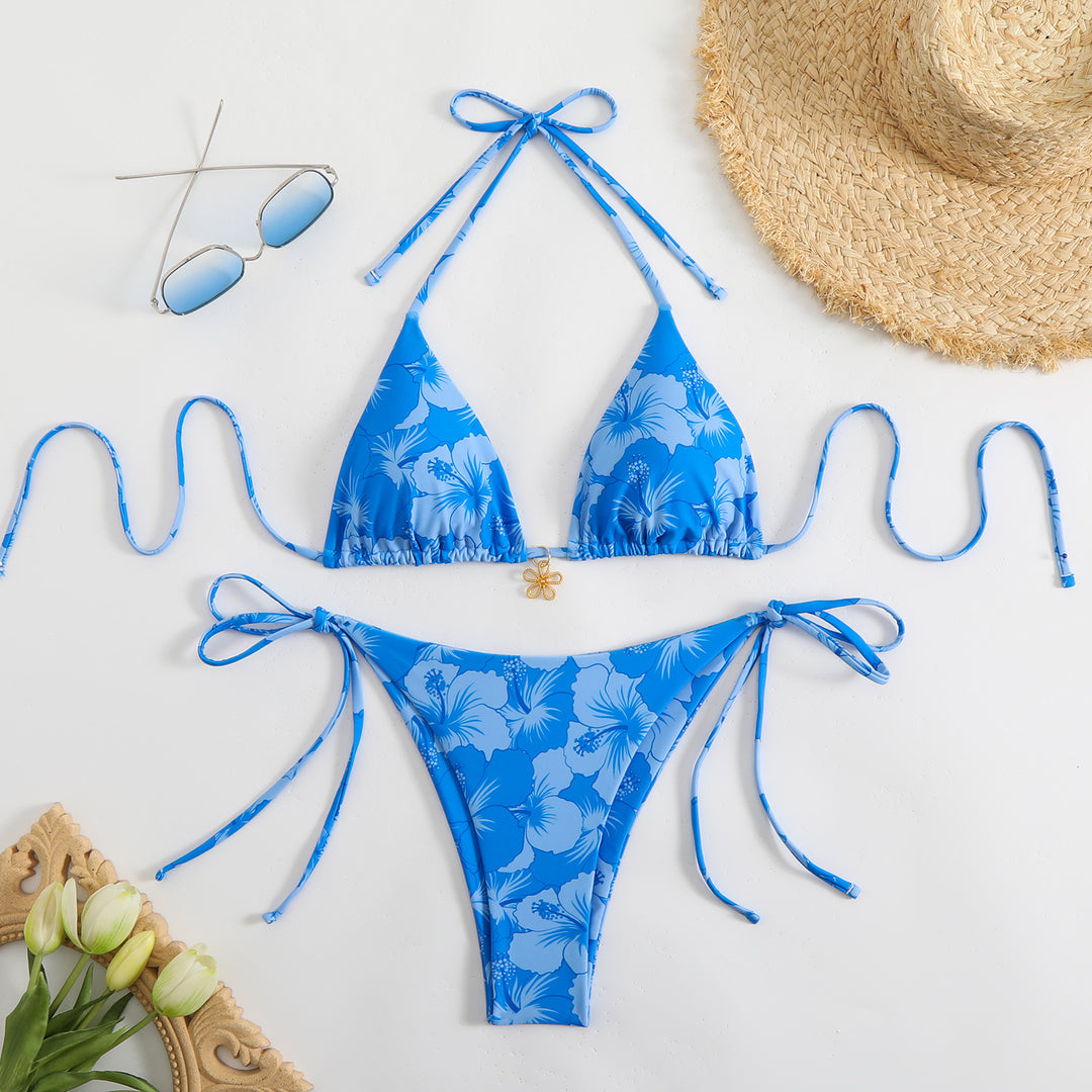 Damen Triangel-Bikini mit verspieltem Floral-Design Drune