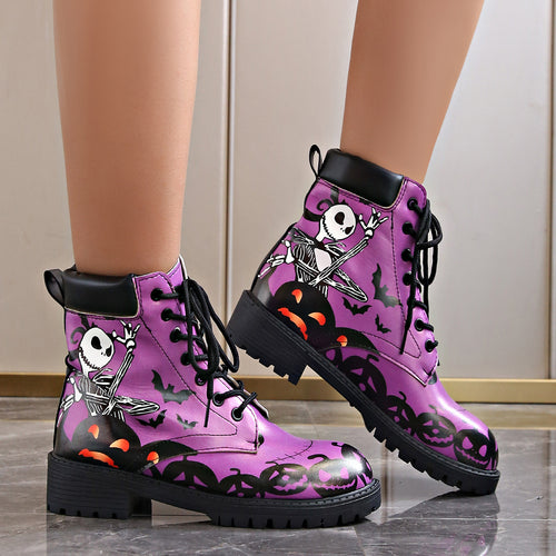 Damen Halloween-Stiefel mit illustratorischen Motiven und rutschfester Sohle Drune