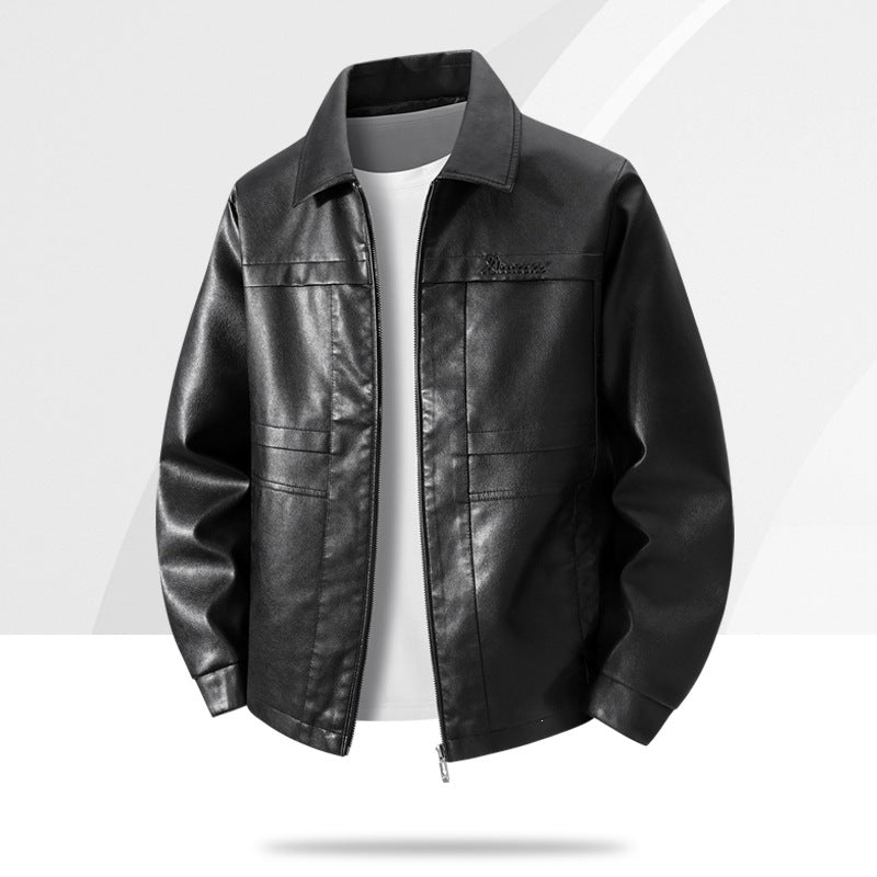 Herren Hochwertige Kunstlederjacke mit klassischem Schnitt Drune