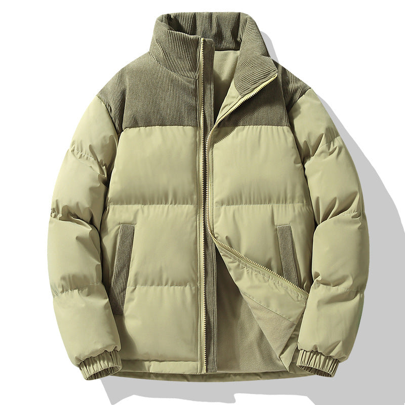 Damen Steppjacke mit Cord-Einsätzen, wattierter Thermofüllung und Stehkragen Drune