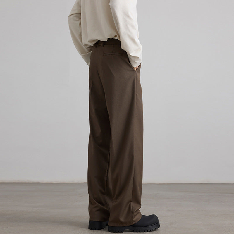 Herren Weite Hochtaillierte Bundfaltenhose mit Bügelfalte und entspannter Silhouette Drune